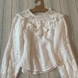 Veronica Beard - white linen long sleeve blouse - size 2